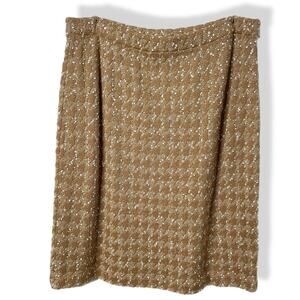 St. John Collection knit skirt tan, cream, gold metallic 10